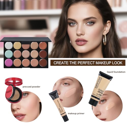 All-in-One Makeup Kit for Women - Travel Set in Blue - Complete Cosmetic Collection
