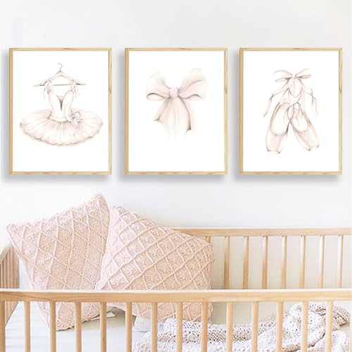 Ballet Dress Wall Art Canvas Print - Ballerina Poster Nursery Decor 16x20 Inch No Frame