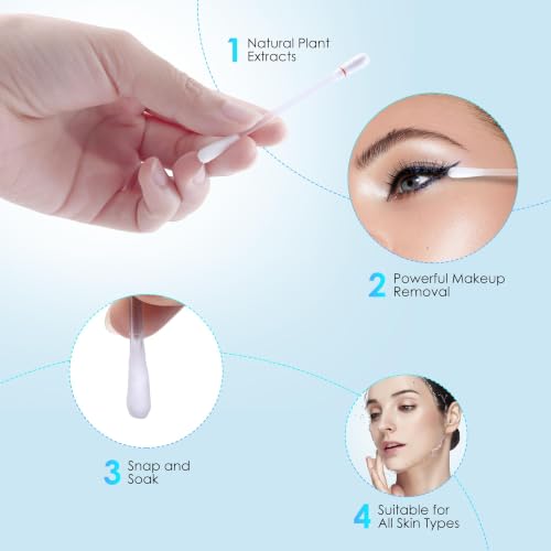 Liquid Makeup Remover Swabs for Waterproof Eye & Lip Makeup - 50 Pack