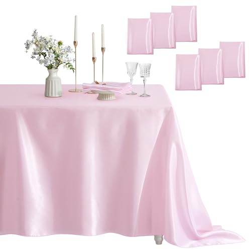 Pink Satin Square Table Cover 52 x 52 Inches - Pack of 6