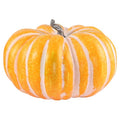 Large Artificial Pumpkin for Outdoors - Orange & White Stripe, 18.5in
