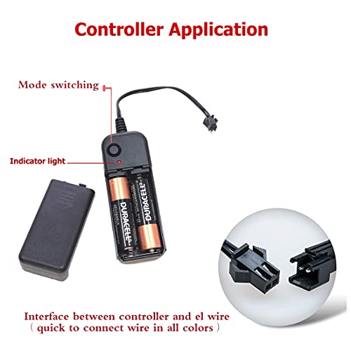 EL Wire Neon Light with Controller Adapter - Portable Cuttable Glow Strip for DIY Decor - Orange, 3m, Variation of THIS listing