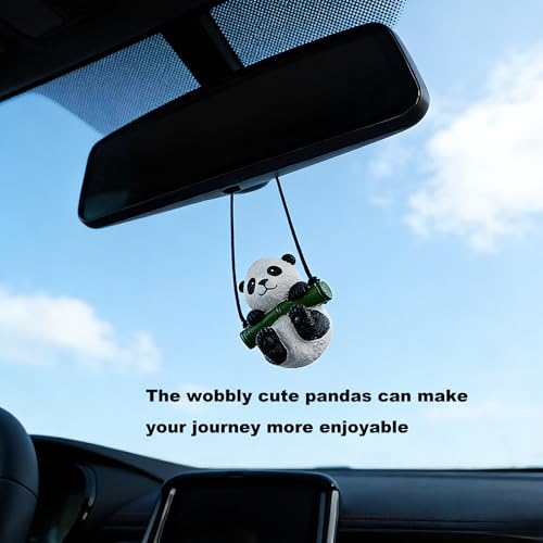 Panda Car Rearview Mirror Ornament - Handmade Hanging Decor for Vehicle & Home - A3 Panda Variation
