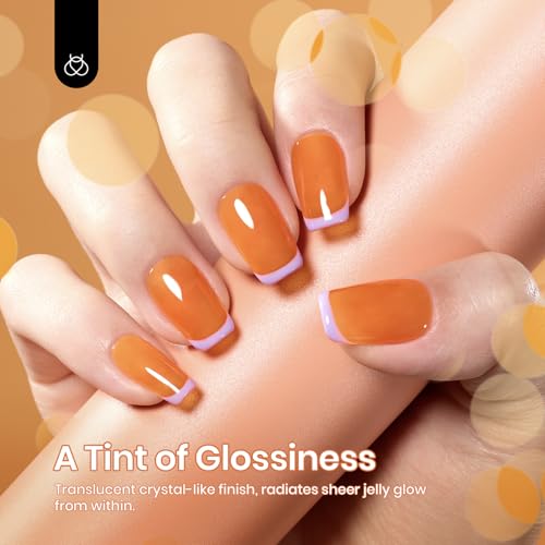 Beetles Orange Gel Nail Polish - Sheer Jelly Polish for Nails - 15ML - Sheer Orange