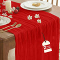 2 Pack Red Cheesecloth Table Runner for Fall Christmas Party Decor - 10FT
