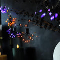 Halloween Fairy Lights 10FT 200LED Orange & Purple Firework Clusters with Remote - Sunset Home