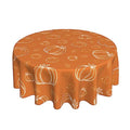 Round Fall Tablecloth 70 Inch White Pumpkins & Burnt Orange - Thanksgiving