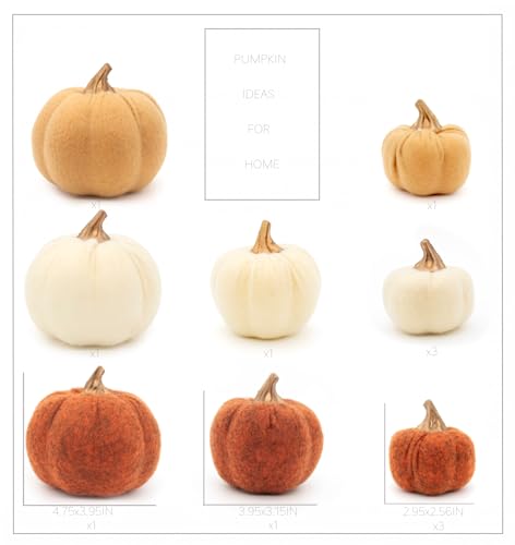 12-Piece Fall Pumpkin Decor Set - Felt Artificial Pumpkins for Autumn and Thanksgiving