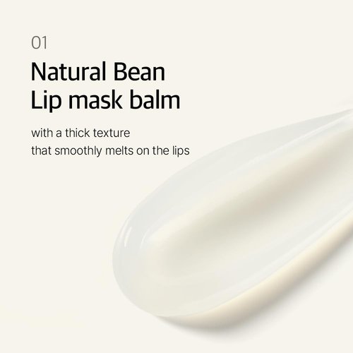 mixsoon Natural Bean Lip Mask Balm - Moisturizing and Softening Lip Care, Fermented Bean and Shea Butter, Vegan Formula for Smooth, Hydrated Lips 11g / 0.37 fl. oz. Korean Glass Skin Care