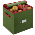 Christmas Ornament Storage Box - Holds 64 Three-Inch Ornaments with Dividers, Durable Organizer, Green