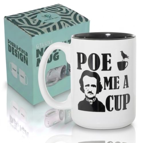 Large 15 oz Ceramic Gothic Coffee Mug - Poe Me a Cup Literary Gift