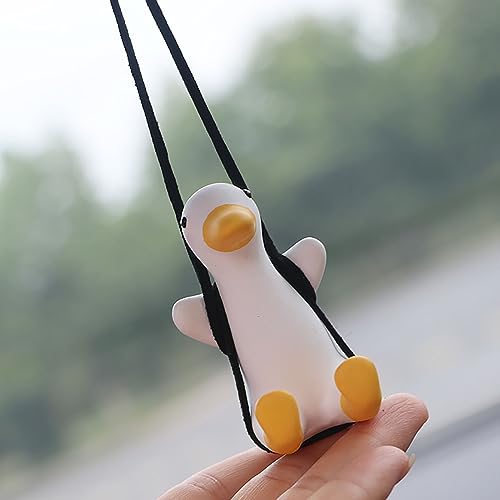 Cool Duck Swing Car Pendant - Cute Animal Rearview Mirror Ornament, Car Interior Decor