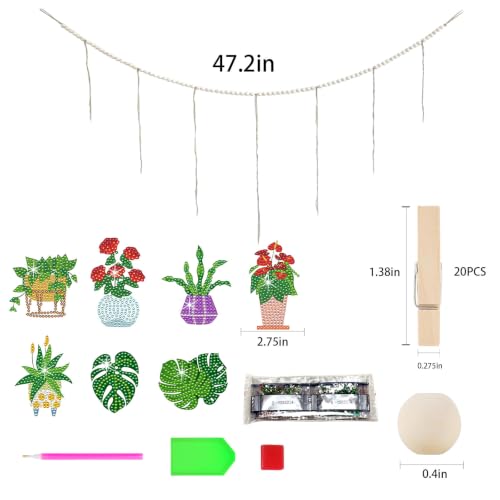 Diamond Art Photo Display with Clips - Plant Wall Decor for Adults