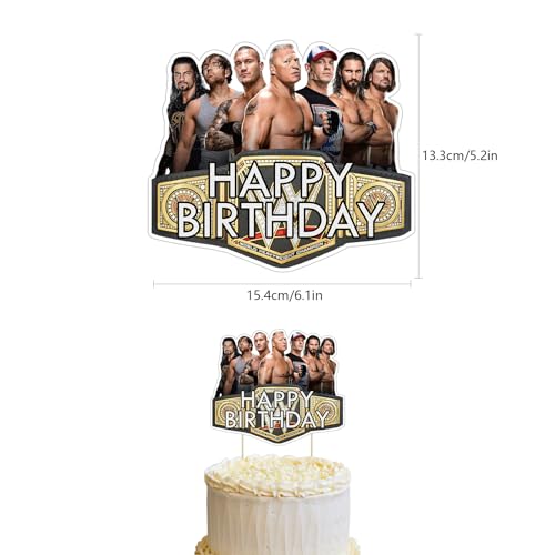 Black Wrestling Birthday Decorations Party Supplies Set with Banner, Cake & Cupcake Toppers, Balloons