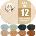 Oval Heat-Resistant Placemats Set of 12 - Waterproof & Washable Beige
