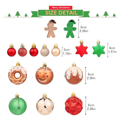 Christmas Ball Ornaments Set - Shatterproof Holiday Decoration Kit - Variation C