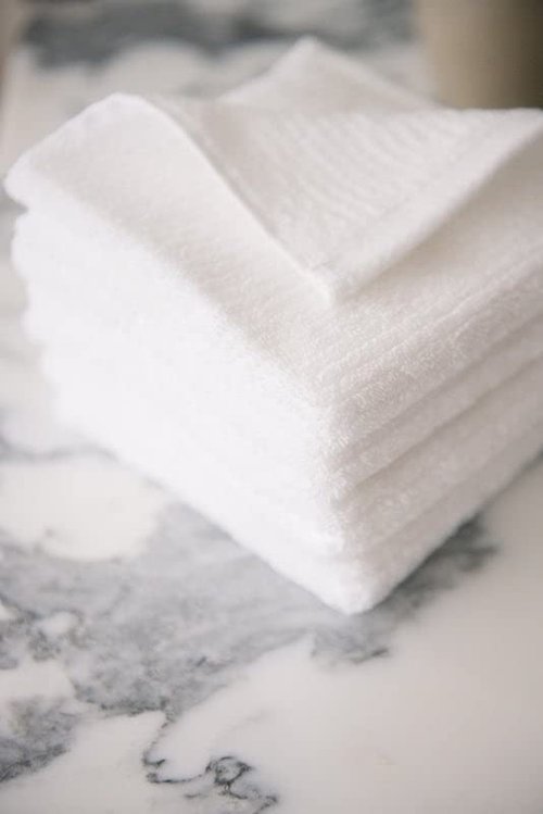 Cozy Earth Ribbed Washcloth Set - 60% Cotton 40% Viscose from Bamboo Bathroom Washcloths - Soft & Absorbent Textured Ribbed Pattern - 4 Pack White