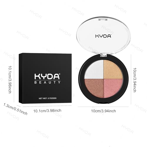 KYDA 4-In-1 Glow Face Palette - Shimmer Eye & Cheek Makeup Set, 4 Colors