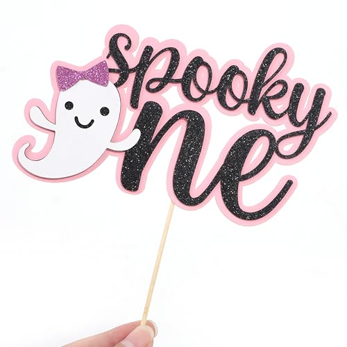 Spooky 1st Birthday Cake Topper Halloween Party Decoration Glitter