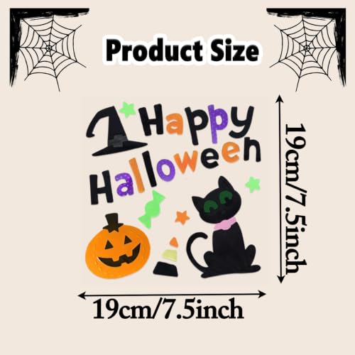 6 Sheets Halloween Window Gel Clings for Decorations - Spiders, Witches, Pumpkins