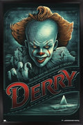IT Pennywise Derry Wall Poster - Black Framed 22.375 x 34 Inches