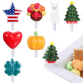 All Holiday Hand-Painted Ceramic Cake Toppers - Set of 7 for Party Decorations