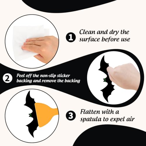 Halloween Bat Non Slip Bathtub Stickers with Scraper - Waterproof Bathroom Decal Set