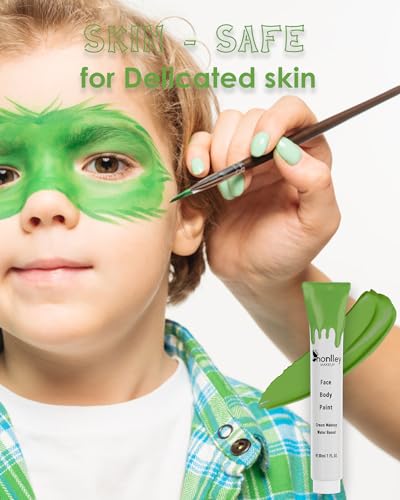 Green Face & Body Paint Tube - Light Green for Halloween Camo & Special Effects