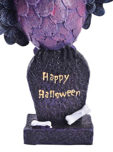 Purple Resin Owl Statue Decor Halloween Witch Hat Figurine Indoor Home Accent