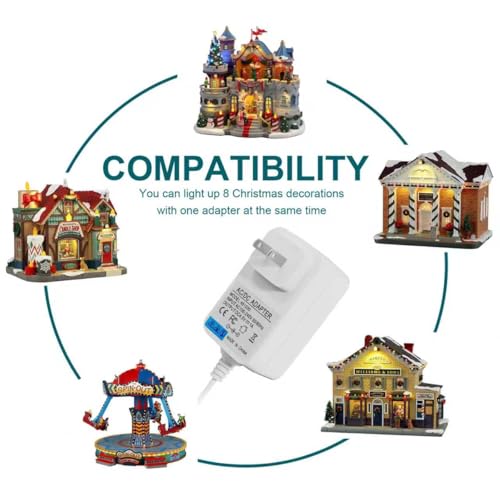 4.5V 8 Output Power Adapter for Lemax Spooky Town Christmas Village - White