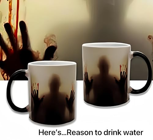 Color-Changing Halloween Zombie Coffee Mug - Black Blood Palm 75°C Thermosensitive Cup