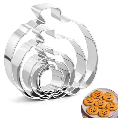 5Pcs Stainless Steel Pumpkin Cookie Cutter Set - Fall & Halloween Baking Tools