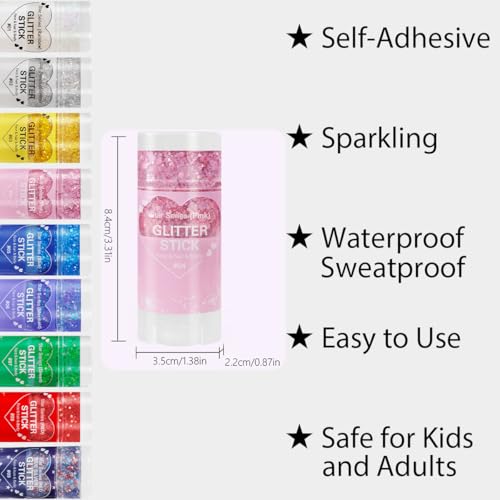 Pink Body Glitter Stick - Sparkling Face & Hair Makeup for Festivals & Parties