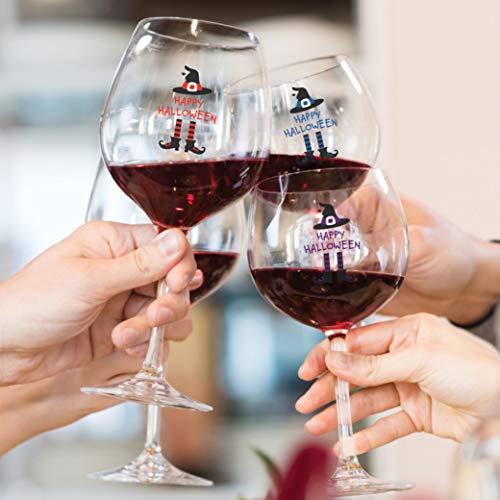 Halloween Drink Markers Set of 12 - Reusable Static Cling Wine Glass Decals