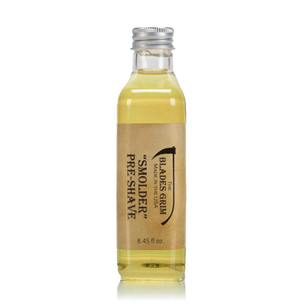 The Blades Grim – Pre-Shave Oil for Smooth Shaving | Handmade in the USA, 8.45oz (Smolder)