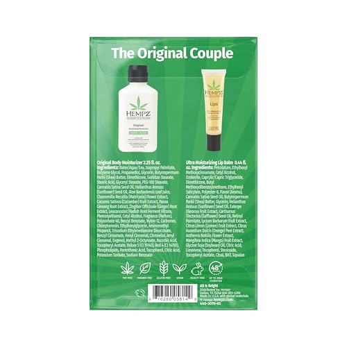 Hempz Original Mini Lotion and Lip Balm Gift Set, All is Bright Kit, Limited Edition, 2.25 oz and .44 oz