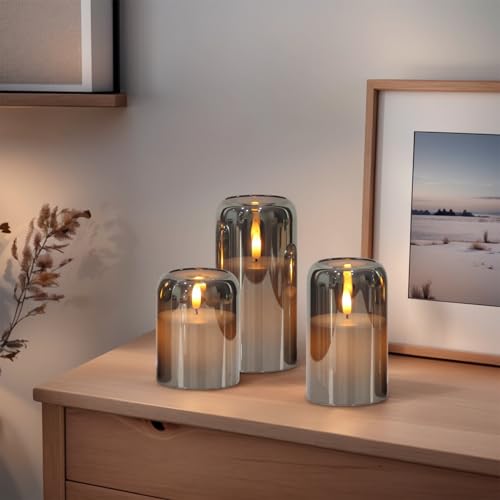 GenSwin Black Glass LED Flameless Candles with Remote & Timer – Romantic Home Decor