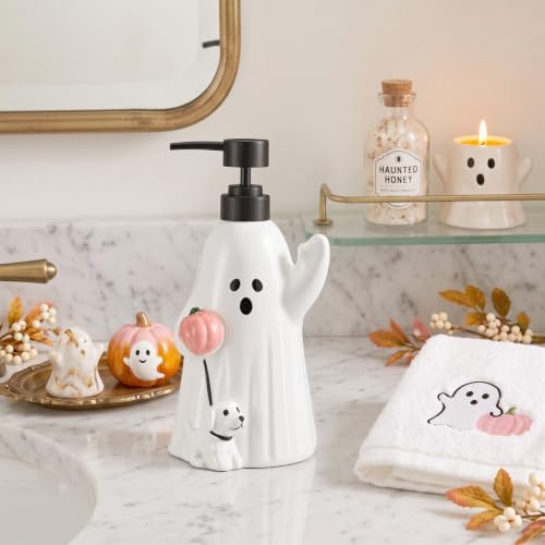 Ghost Puppy Soap Dispenser Ceramic 500ml - Halloween Bathroom Decor