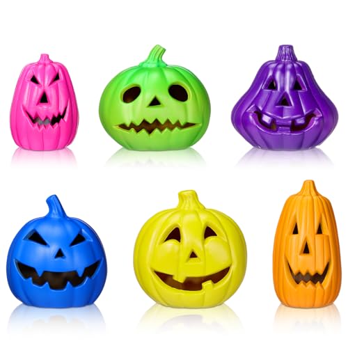 Halloween Pumpkin Lantern Set LED Lights - Multicolor, 6 Sizes - Safe & Shatterproof