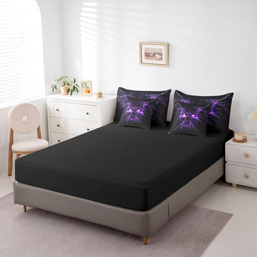 Black Purple Gothic Bed in a Bag Queen Comforter Set 7 Piece Halloween Skeleton Bedding