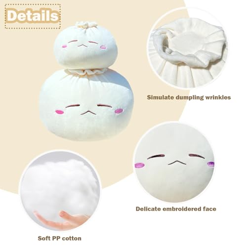 Large Frown Dumpling Plush Pillow - Cute Food Stuffed Animal for Kids & Adults
