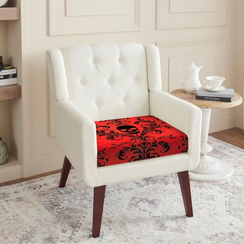 Halloween Skull Couch Cushion Covers 2-Pack - Red Floral Slipcovers for Sofa & Outdoor Furniture, Washable, 27.5 x 25 x 9 Inches (Variation: Red Skull / 2PCS)