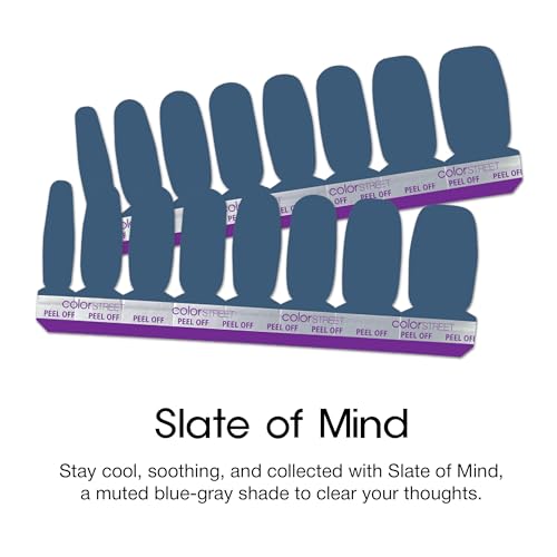 Slate of Mind Double-Ended Nail Polish Strips - 16 Long-Lasting Blue-Gray Manicure