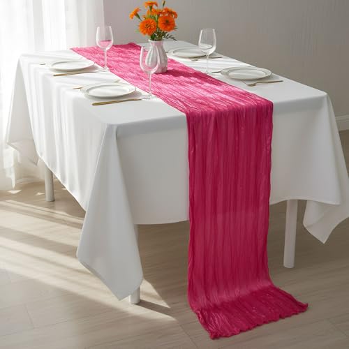 Hot Pink and Orange Cheesecloth Table Runners - 118 Inch, Set of 6, Bright Colors