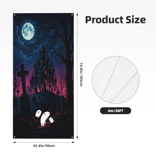 Halloween Ghost Pattern Door Cover Banner Decoration - One Size