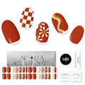 Adora Couture Retro Rust Gel Nail Strips Set - Semi Cured UV Nail Wraps, Manicure Kit with Prep & File
