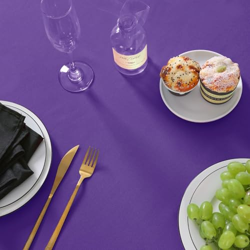 60 Inch Round Washable Polyester Tablecloth - Purple, Wedding & Party Decor
