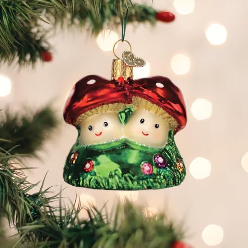 Happy Mushrooms Glass Ornament for Christmas Tree - Handcrafted Holiday Decoration