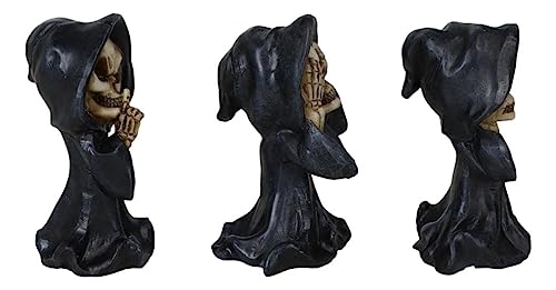 Gothic Grim Reaper Skeleton Figurines Set of 3 Halloween Decor Spooky Halloween Props