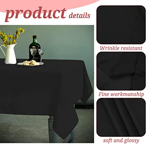 Black Polyester Tablecloth for 6ft Rectangular Tables - 60 x 102 Inch, Pack of 6, Washable